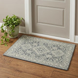 2' X 3' Slate Gray And Ivory Wool Oriental Hand Hooked Area Rug