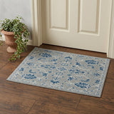2' X 3' Gray Blue And Ivory Wool Floral Medallion Hand Hooked Area Rug