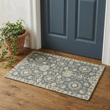 2' X 3' Gray Ivory And Beige Wool Floral Medallion Hand Hooked Area Rug