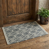 2' X 3' Gray And Ivory Wool Geometric Hand Hooked Area Rug