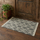 2' X 3' Dark Gray And Ivory Wool Geometric Hand Hooked Area Rug