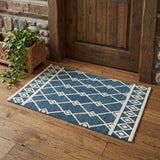 2' X 3' Blue And Ivory Wool Argyle Hand Hooked Area Rug
