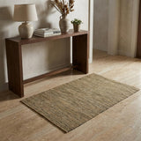 3' X 5' Dark Gray Brown And Beige Jute Striped Flatweave Handmade Area Rug