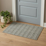 2' X 3' Gray And Beige Wool Plaid Hand Woven Area Rug