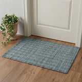 2' X 3' Blue And Ivory Wool Plaid Hand Woven Area Rug