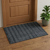 2' X 3' Charcoal And Gray Wool Plaid Hand Woven Area Rug