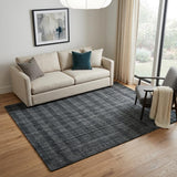 5' X 8' Charcoal And Gray Wool Plaid Hand Woven Area Rug