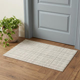 2' X 3' Ivory And Gray Wool Plaid Hand Tufted Area Rug