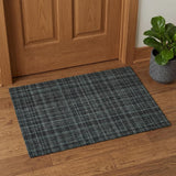 2' X 3' Black Ivory And Charcoal Wool Plaid Hand Tufted Area Rug
