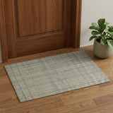 2' X 3' Brown And Gray Wool Plaid Hand Tufted Area Rug
