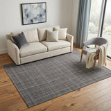 5' X 7' Graphite And Ivory Wool Plaid Hand Tufted Area Rug