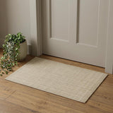 2' X 3' Champagne And Brown Wool Plaid Hand Tufted Area Rug