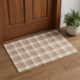 2' X 3' Pink And Ivory Wool Plaid Hand Tufted Area Rug