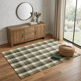 4' X 6' Charcoal Khaki And Ivory Wool Plaid Hand Tufted Area Rug