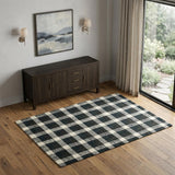 4' X 6' Charcoal And Ivory Wool Plaid Hand Tufted Area Rug