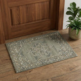 2' X 3' Ivory Brown And Gray Wool Oriental Hand Tufted Area Rug