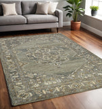 5' X 7' Ivory Brown And Gray Wool Oriental Hand Tufted Area Rug