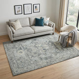 5' X 7' Gray Ivory And Light Blue Wool Oriental Hand Tufted Area Rug