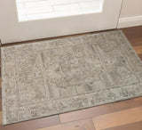 2' X 3' Brown And Beige Wool Oriental Hand Tufted Area Rug