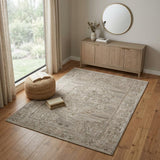 4' X 6' Brown And Beige Wool Oriental Hand Tufted Area Rug