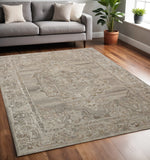 5' X 7' Brown And Beige Wool Oriental Hand Tufted Area Rug