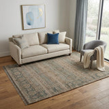 5' X 7' Brown Dark Gray And Dark Turquoise Oriental Hand Woven Area Rug With Fringe