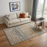 5' X 7' Orange Beige And Gray Oriental Hand Woven Area Rug With Fringe