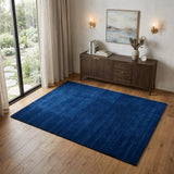 4' X 6' Navy Blue Wool Hand Woven Area Rug