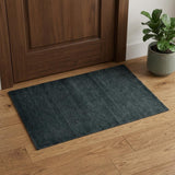 2' X 3' Dark Gray Wool Hand Woven Area Rug