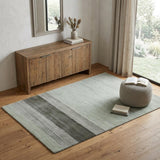 4' X 6' Gray And Light Green Wool Striped Hand Woven Area Rug