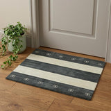 2' X 3' Charcoal And Ivory Wool Striped Hand Woven Area Rug