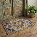 2' X 3' Gray Purple And Gold Wool Medallion Hand Tufted Area Rug