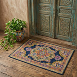 2' X 3' Blue Purple And Brown Wool Medallion Hand Tufted Area Rug