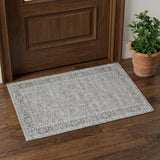 2' X 3' Gray And Dark Gray Wool Medallion Hand Woven Area Rug