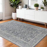 4' X 6' Gray And Dark Gray Wool Medallion Hand Woven Area Rug
