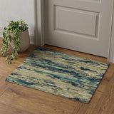 2' X 3' Sand And Green Wool Abstract Hand Tufted Area Rug