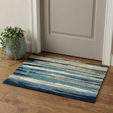 2' X 3' Blue Gray And Ivory Wool Abstract Hand Tufted Area Rug