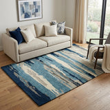 5' X 8' Blue Gray And Ivory Wool Abstract Hand Tufted Area Rug