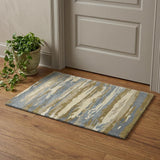 2' X 3' Light Blue Ivory And Brown Wool Abstract Hand Tufted Area Rug