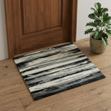 2' X 3' Dark Gray Black And Ivory Wool Abstract Hand Tufted Area Rug