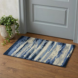 2' X 3' Navy Blue Ivory And Gray Wool Abstract Hand Tufted Area Rug