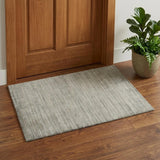 2' X 3' Silver And Gray Wool Striped Hand Woven Area Rug