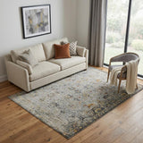5' X 8' Gray Blue And Rust Floral Medallion Area Rug