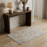 3' X 5' Ivory Blue And Gray Floral Medallion Area Rug