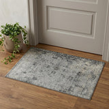 2' X 3' Gray And Black Floral Medallion Area Rug