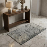 3' X 5' Gray And Black Floral Medallion Area Rug