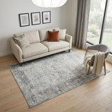 5' X 8' Gray Silver And Rust Medallion Area Rug