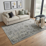 5' X 8' Gray And Charcoal Medallion Area Rug
