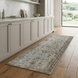 8' Gray Rust And Brown Medallion Runner Rug