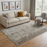 5' X 8' Gray Rust And Brown Medallion Area Rug
